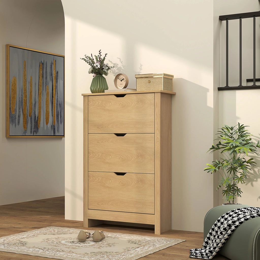 Scarpiera con 3 Cassetti e 2 Ripiani ¨C Minimal ¨C 72x26x112 cm, Naturale