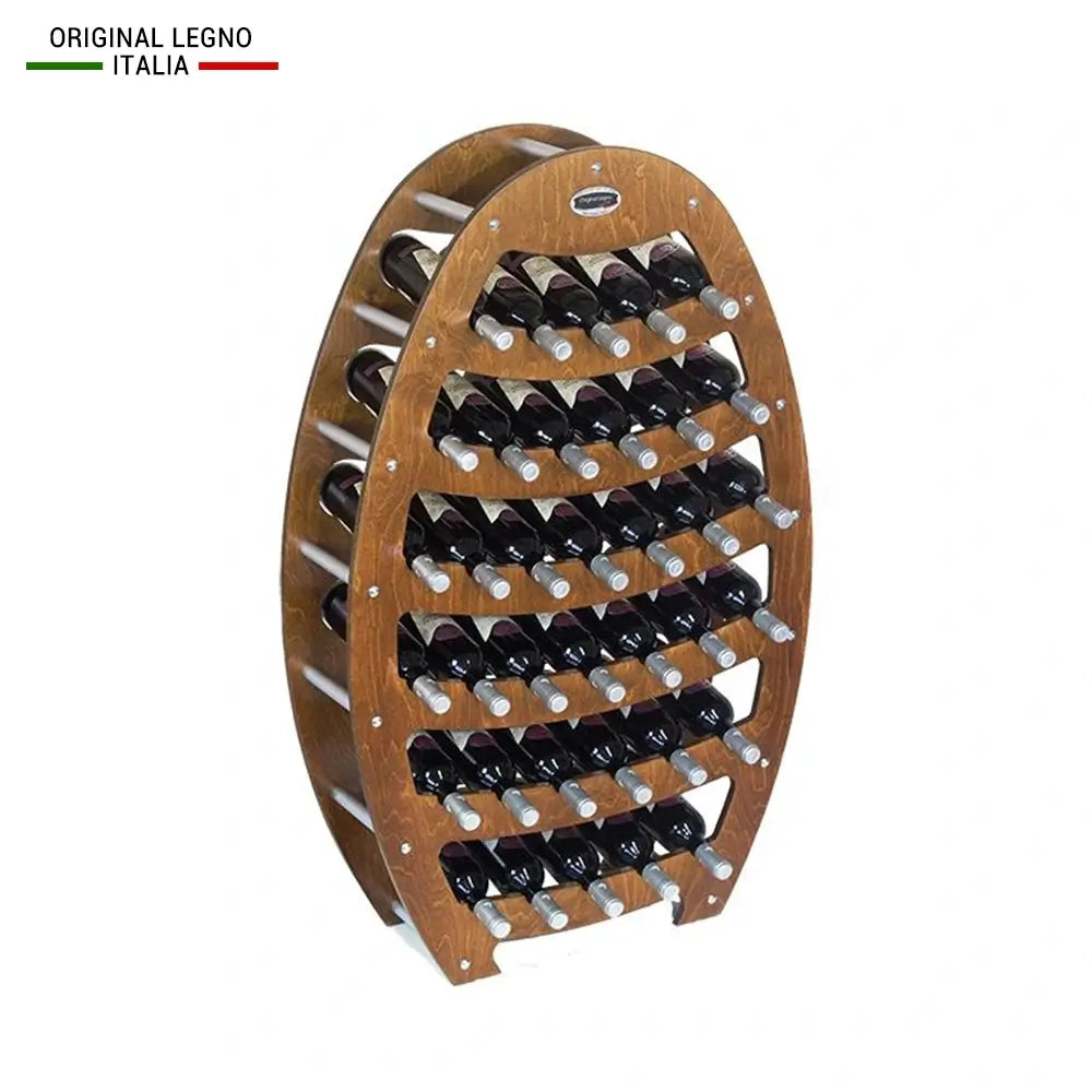 CANTINETTA IN LEGNO PORTA BOTTIGLIE VINO MODELLO BOTTE 36 BOTTIGLIE FINITURA NOCE L.75 x P,25 x H.120 100% FABBRICATO IN ITALIA