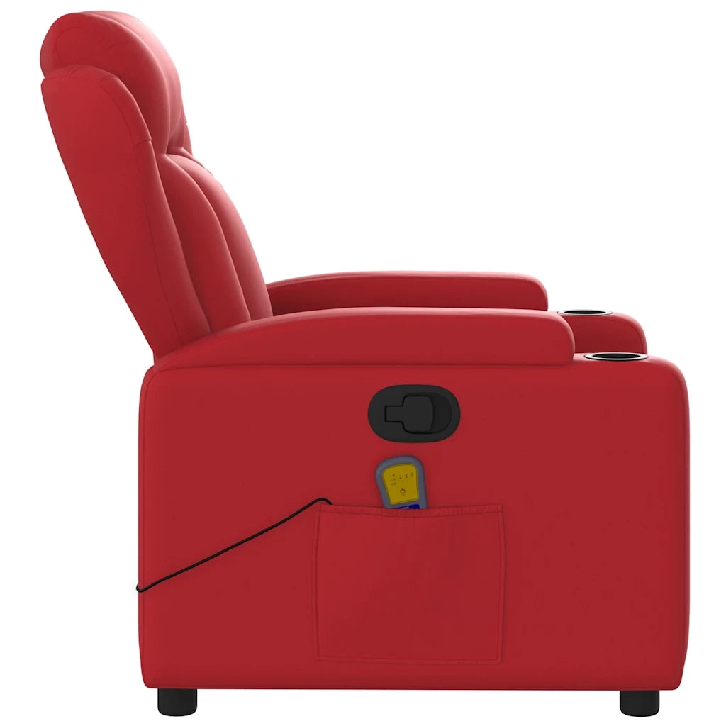 Poltrona Massaggiante Reclinabile Rossa in Similpelle 372439
