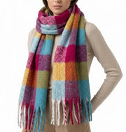 Sciarpa in poliestere 100% - Sottile sciarpa - Frange - 70 x 180 cm - Foulard in stile moderno - Accessorio elegante per autunno/inverno