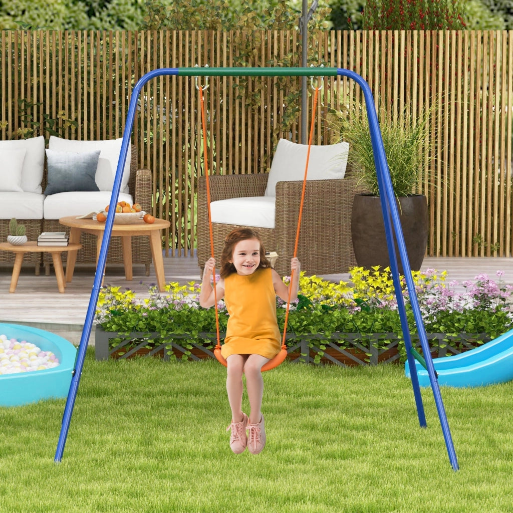 Altalena da Giardino 2 in 1 per Neonati e Bambini da 6 Mesi a 8 Anni Arancione e Blu