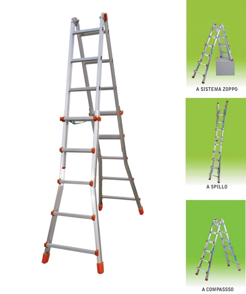 1pz scala alluminio multiuso 5+5 gradini 5,20 m cod:ferx.1827