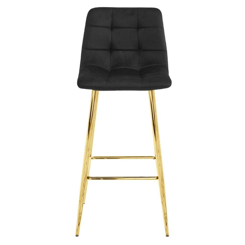 Set di 2 sgabelli da bar Arceto in velluto nero e oro