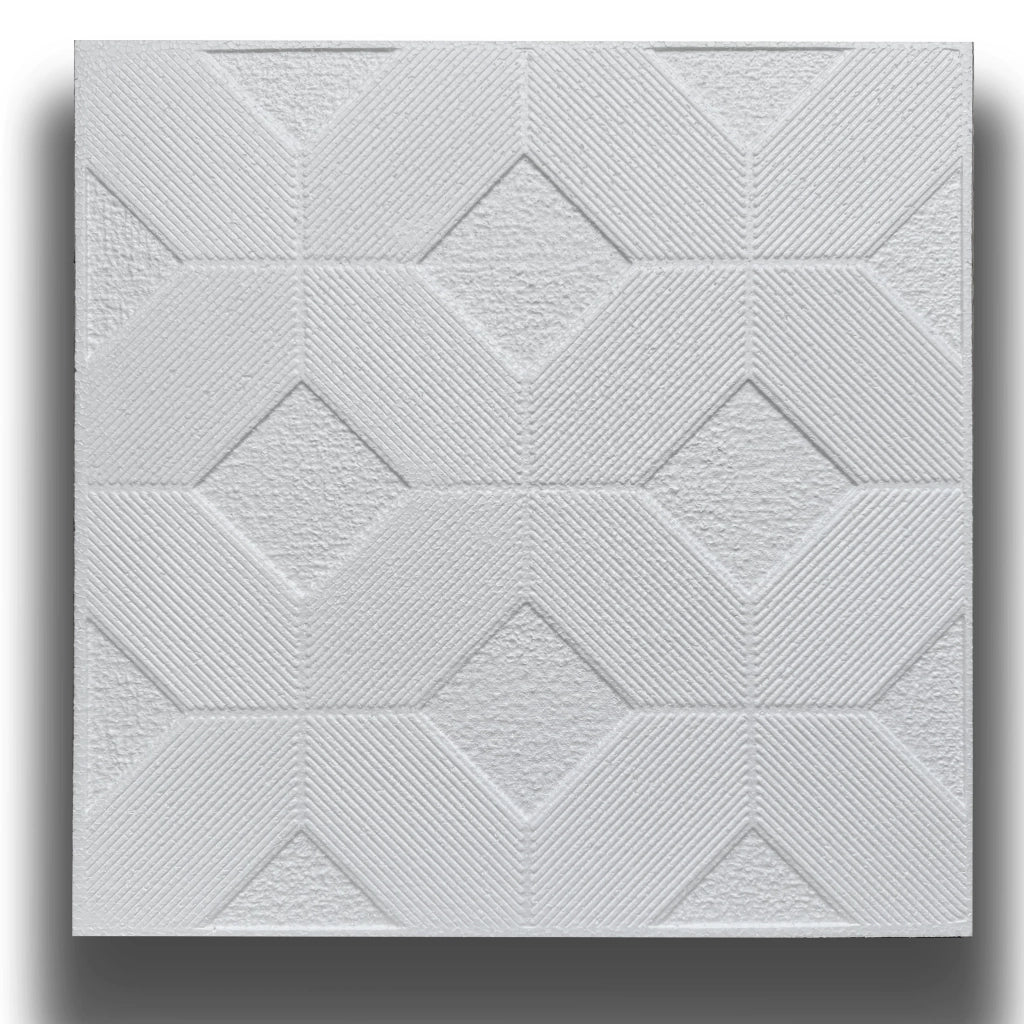 10 o 20mq (40 oppure 80 pezzi) di pannello decorativo a soffitto in polistirene compatto 50x50cm (spess. 1cm) LAGOS - Pacco da 10 metri quadrati