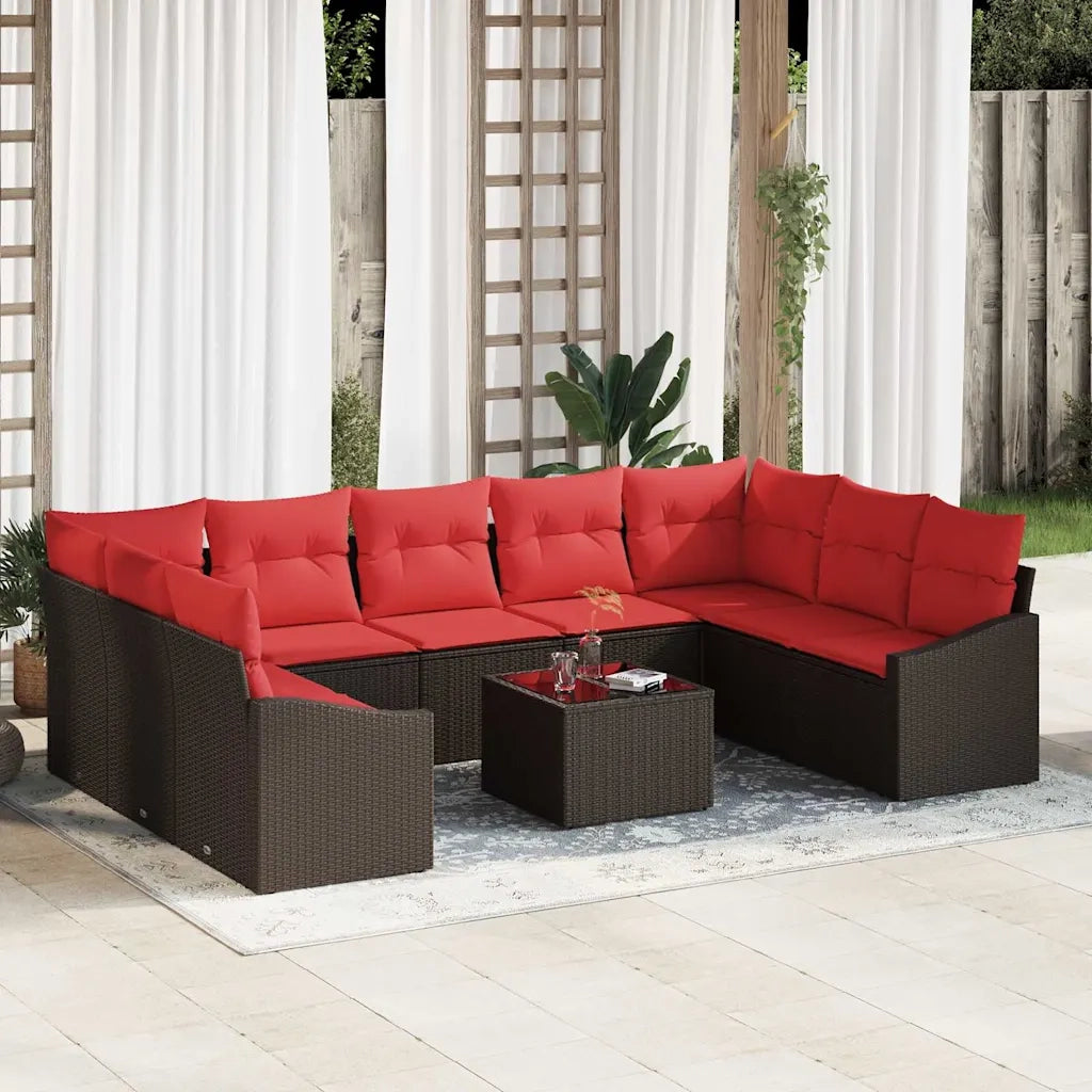Set di divani 10 pz Marrone polyrattan 3346894