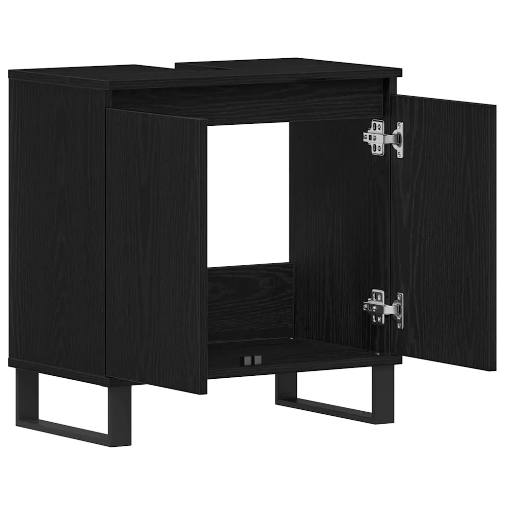 Armadio per Lavabo da Bagno Rovere Nero 58 x 33 x 60 cm 862889