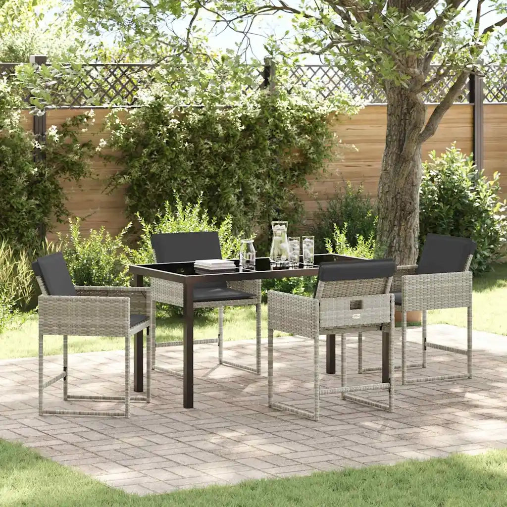 Set da Pranzo per Giardino 5 pcs Grigio chiaro polyrattan
