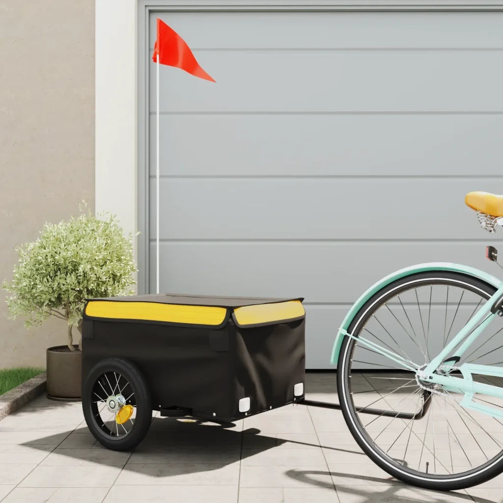 Rimorchio da Bici Nero e Giallo 30 kg in Ferro 94078