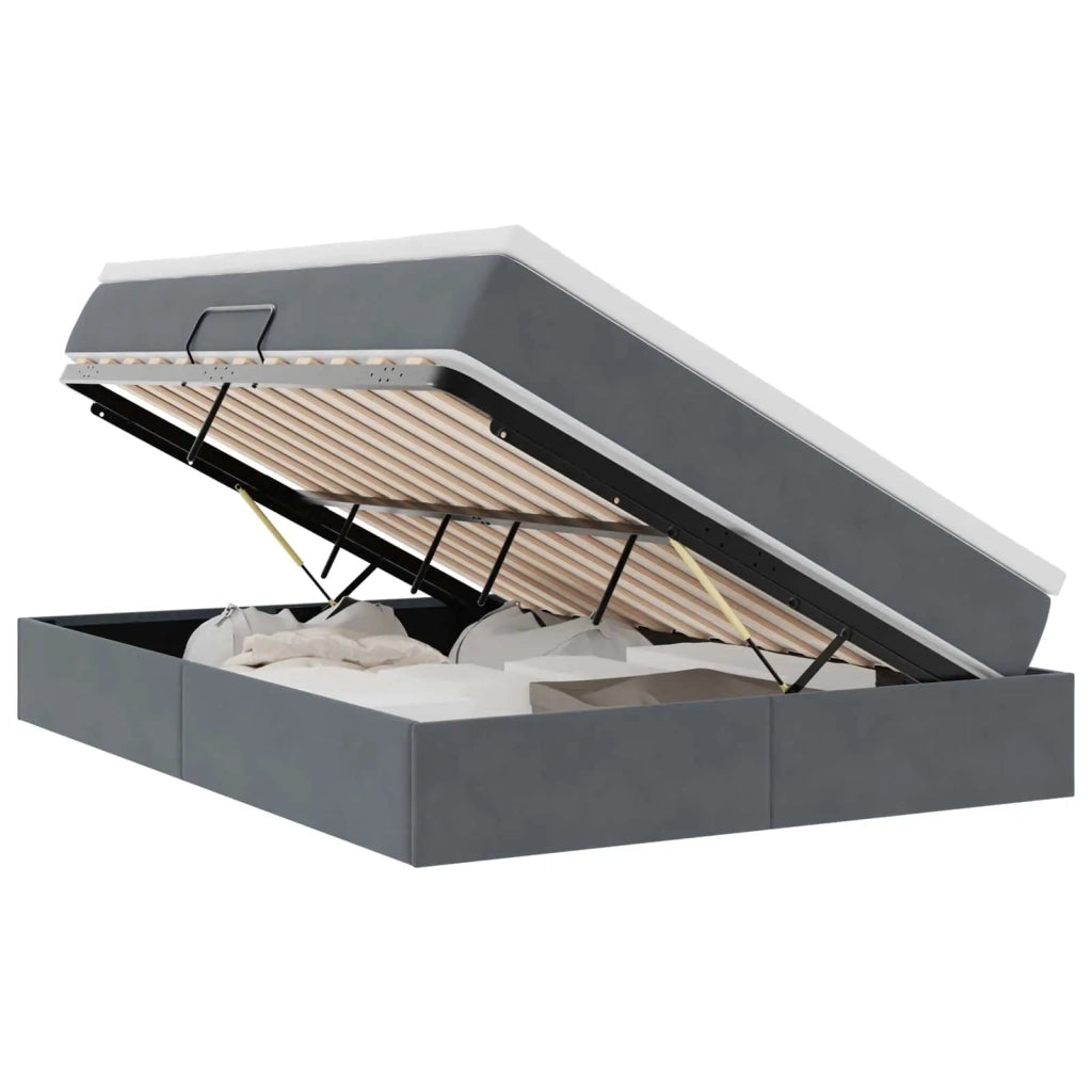 Letto con contenitore e materasso Grigio scuro 140 x 190 cm