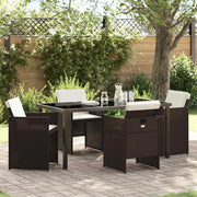 Set da Pranzo per Giardino 5 pcs Marrone polyrattan