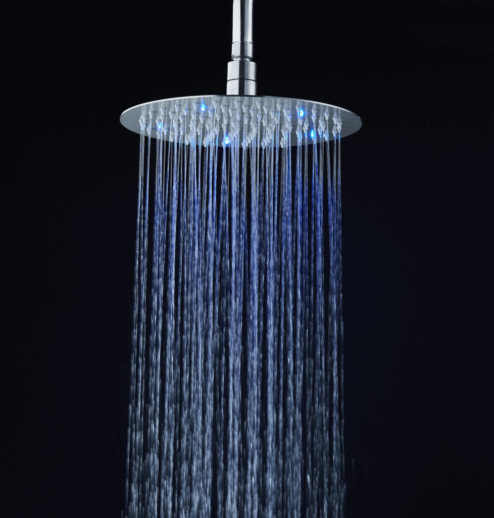 Soffione doccia ultraslim tondo con led cromoterapia acciaio inox D30 cm VEGAS - Satinato