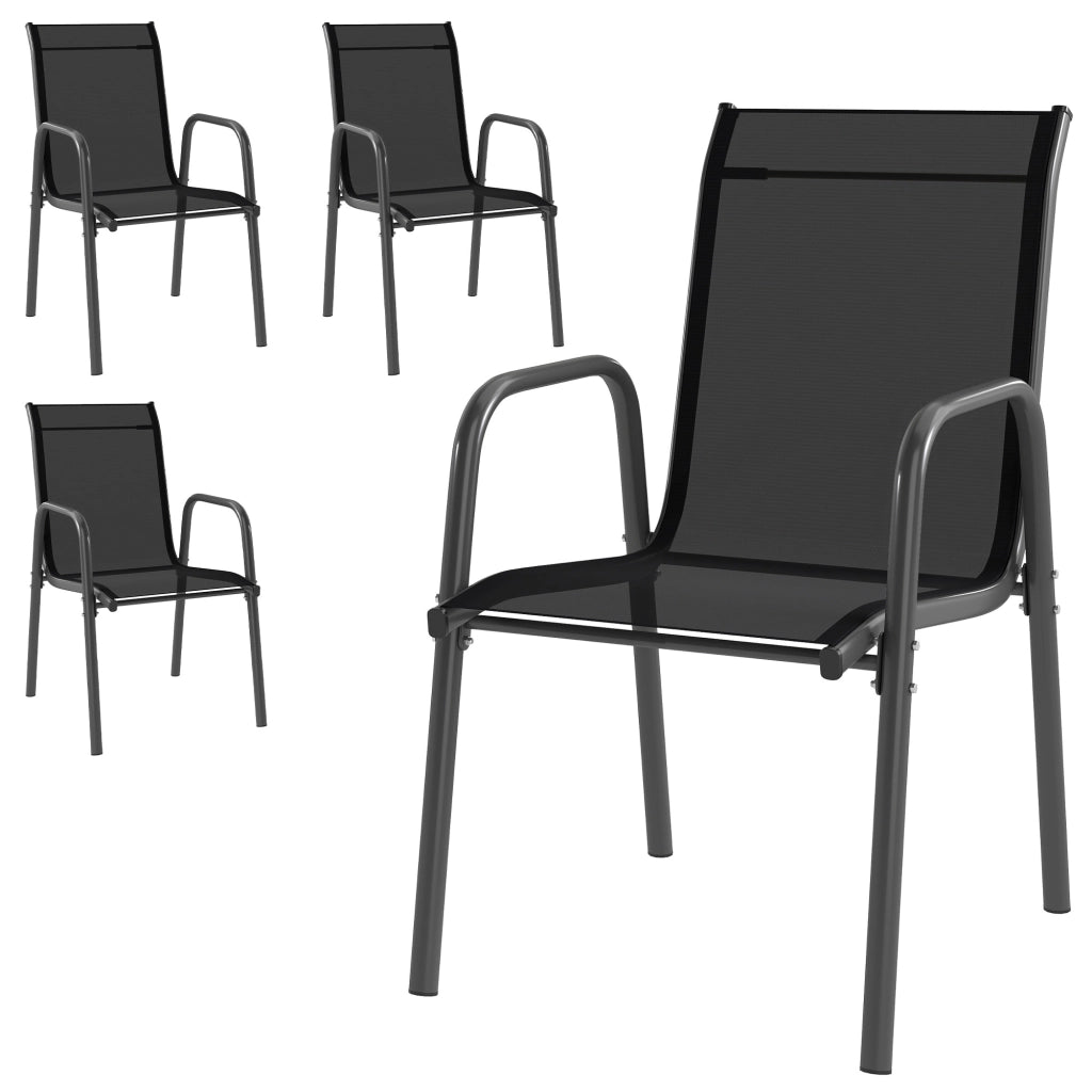 Sedia da pranzo con braccioli ¨C Minimal ¨C set 4 pezzi, impilabile, esterno, nero
