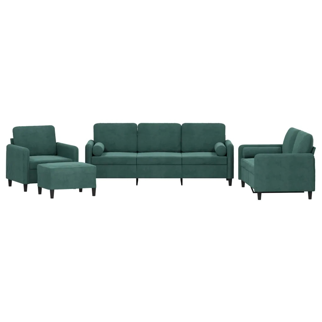 Set di Divani 4 pz con Cuscini Verde Scuro in Velluto 3201966