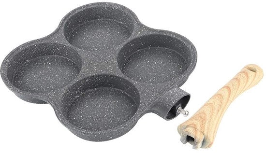 Piatto per Omelette 4 Fessure - Superficie Antiacqua - Manico Isolante - Adatto per Induzione/Forno a Gas - Sicuro e affidabile - Cucina Comoda - Padella per Frittate