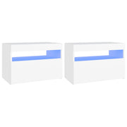 Comodini | Armadio da Notte | Mobiletto da notte con Luci LED Bianco 60x35x40 cm in Legno Multistrato