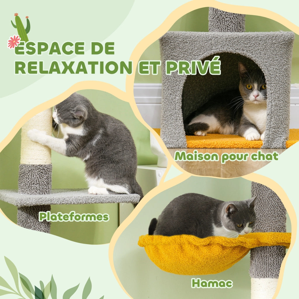 Arbre ¨¤ chat per gatti ¨C zephmum ¨C grigio chiaro 275 cm