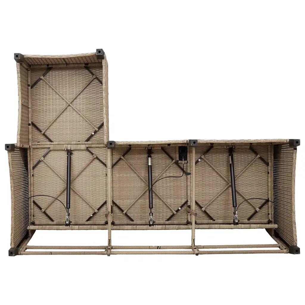Divano da Giardino Reclinabile con Cuscini a L Beige Polyrattan 4108242