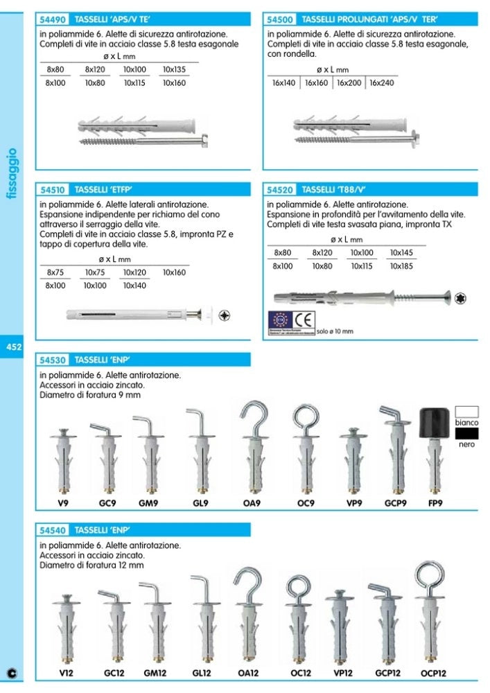 100pz elematic tassello enp/gcp 9 gancio corto cod:ferx.6150