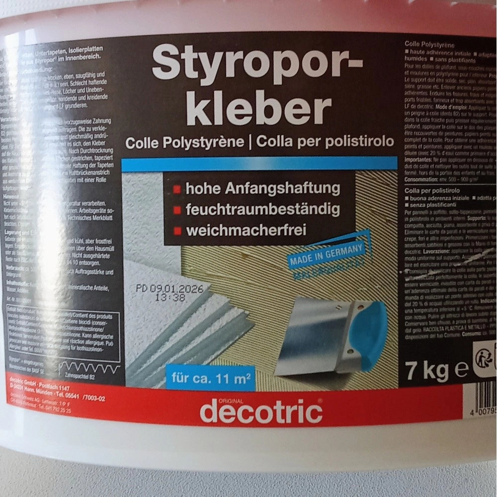Decotric stiroporkleber 7kg colla per polistirolo ed espanso rigido