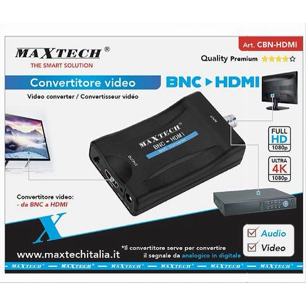 Trade Shop - Convertitore Video Bnc Ad Hdmi Adattatore Full Hd Ultra 4k 1080p Pc Tv Cbn-hdmi -