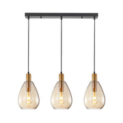 Lampadario Italux ZULO ottone/nero 3 luci E27 ambra