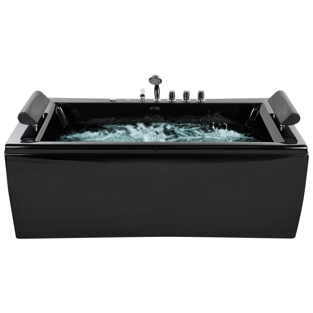Vasca Idromassaggio Nero Sanitario Acrilico Imbottito Poggiatesta LED 172 x 83 cm