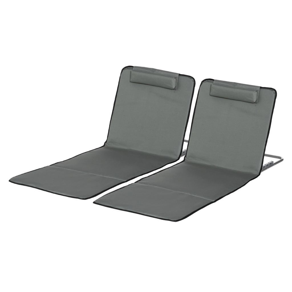 Set 2 Lettini Pieghevoli da Giardino con Schienale Regolabile ¨C Minimal ¨C Grigio