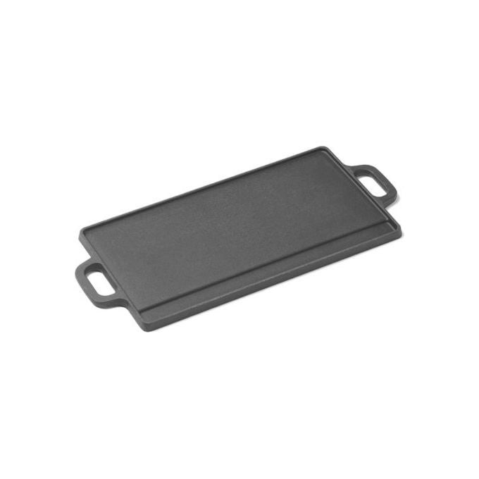 Ompagrill PIASTRA4323 Piastra di Cottura in Ghisa Smaltata Double Face Lato Liscio e Rigato 50,8x23 cm colore Nero