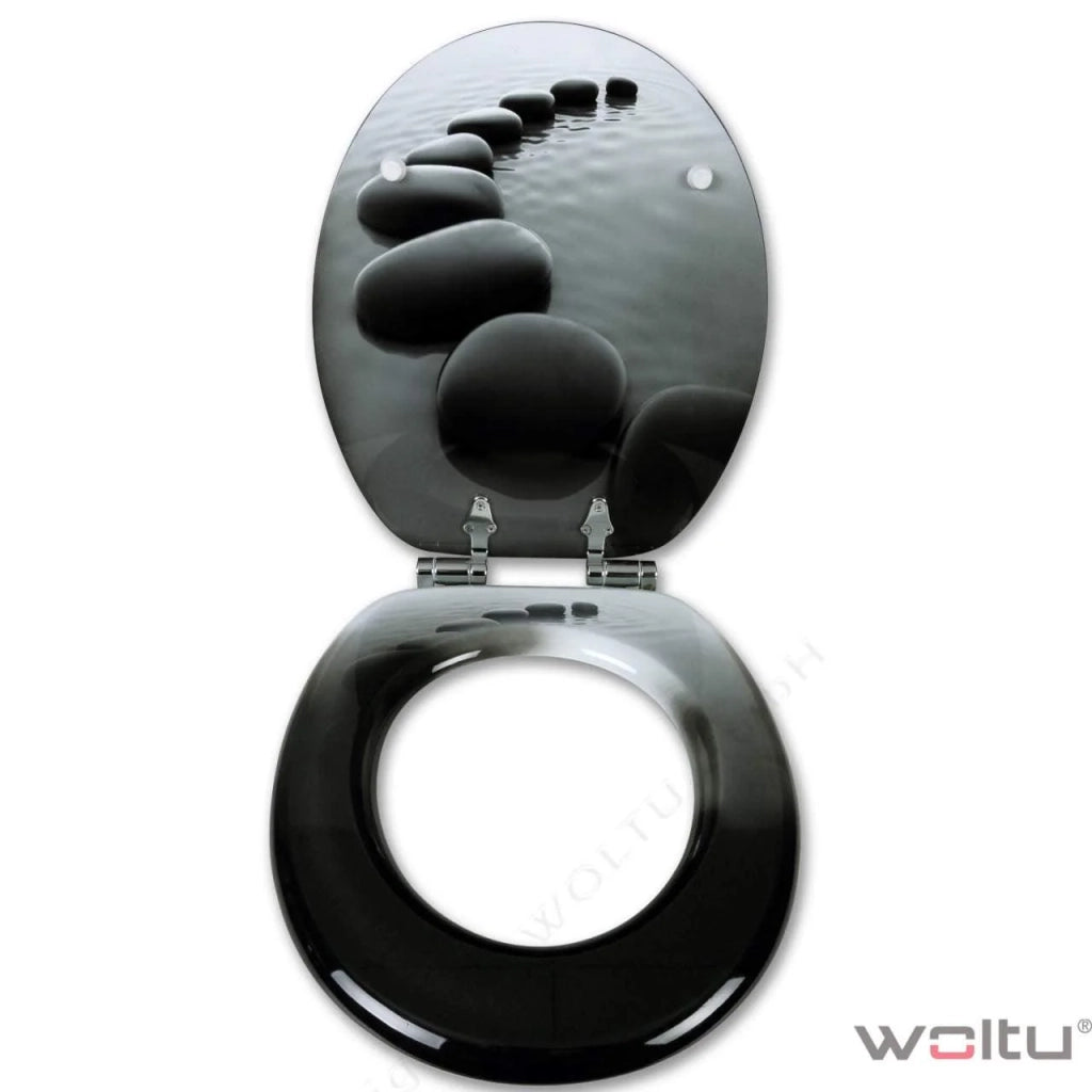 Sedile WC in MDF con motivo pietra nera 19_0000742