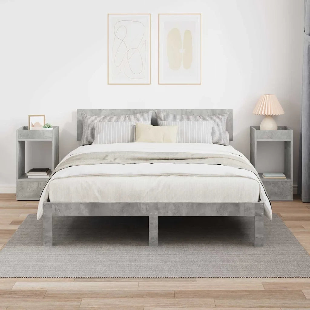 Tavolino 2 pz | Tavolo laterale Grigio cemento 30 x 30 x 56 cm Legno multistrato