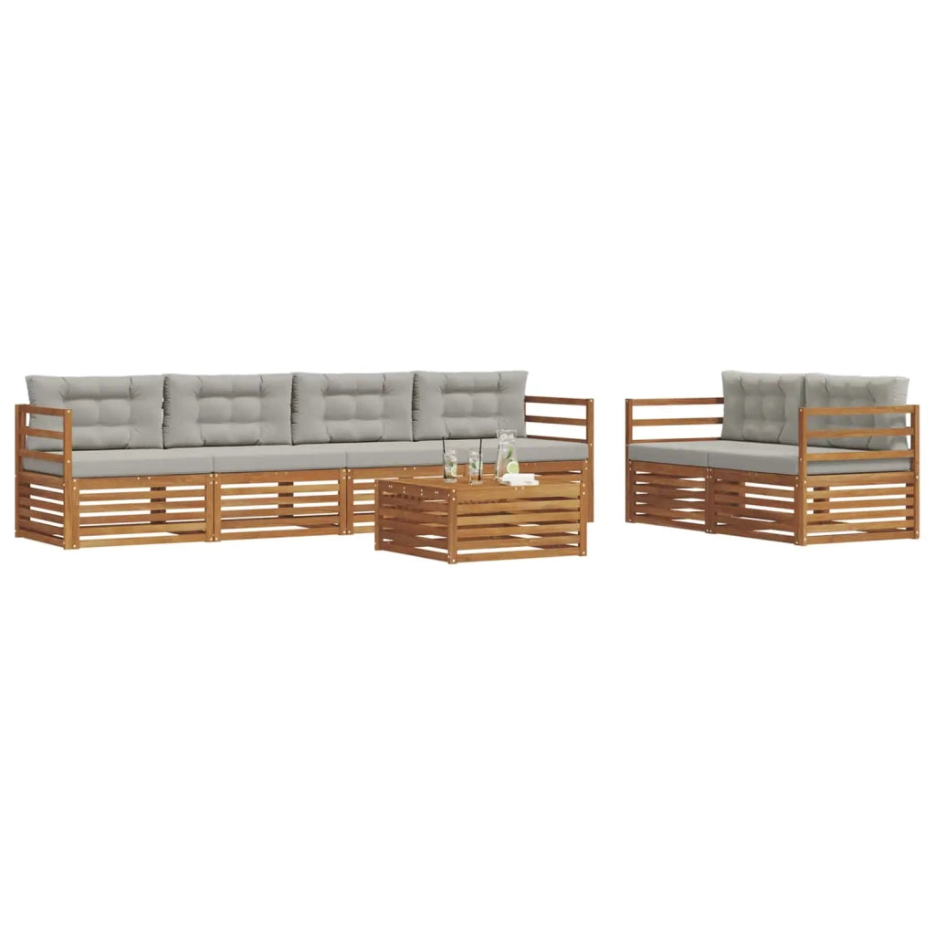 Set di divani da esterno 7 pcs Grigio Naturale e Chiaro 3373041
