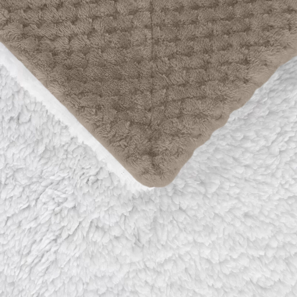 Coperta Plaid in Pile Sherpa Invernale Tinta unita 440 Gr/Mq Beige - Plaid 127x152