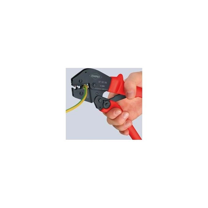 Knipex 97 52 06 Pinza Crimpatrice con Leva Moltiplica Forza per Cavi 0,5-6 mm² 20-10 AWG Acciaio al Cromo Vanadio colore Nero Rosso