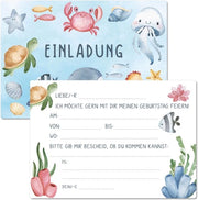 Carte di invito per compleanni bambini con involucro personalizzato (oceano) 13 pezzi
