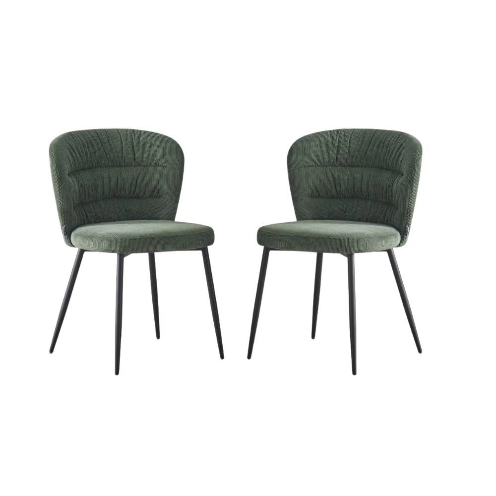 Set 4 Sedia con schienale avvolgente tessuto verde Klontar