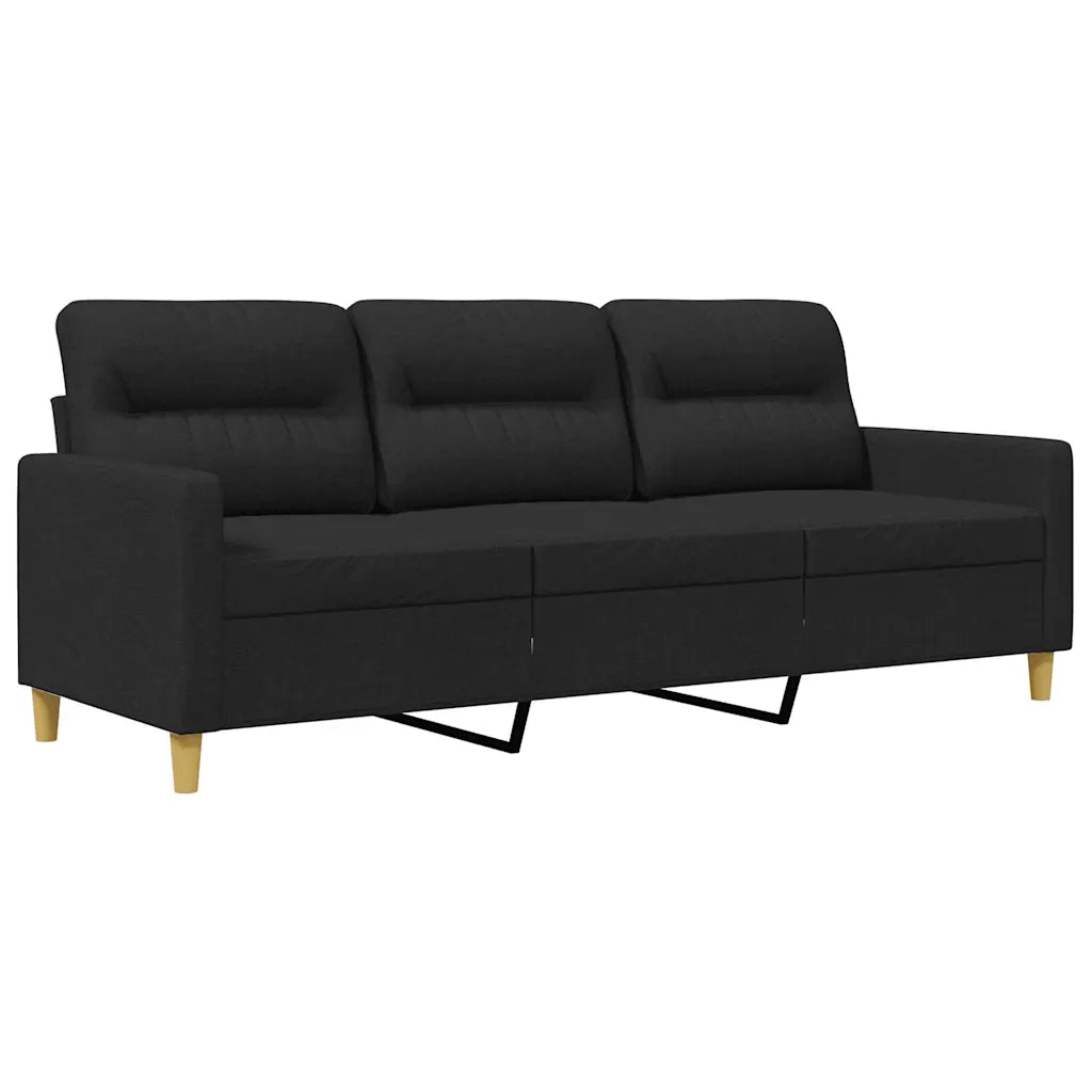 Divano a 3 Posti Nero 180 cm in Tessuto 359247