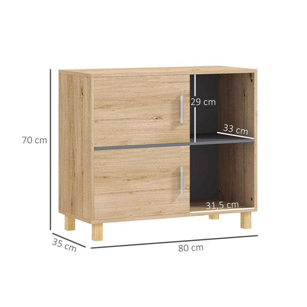 Mobile da bagno con ripiani e ante ¨C Minimal ¨C legno naturale 80x35x70
