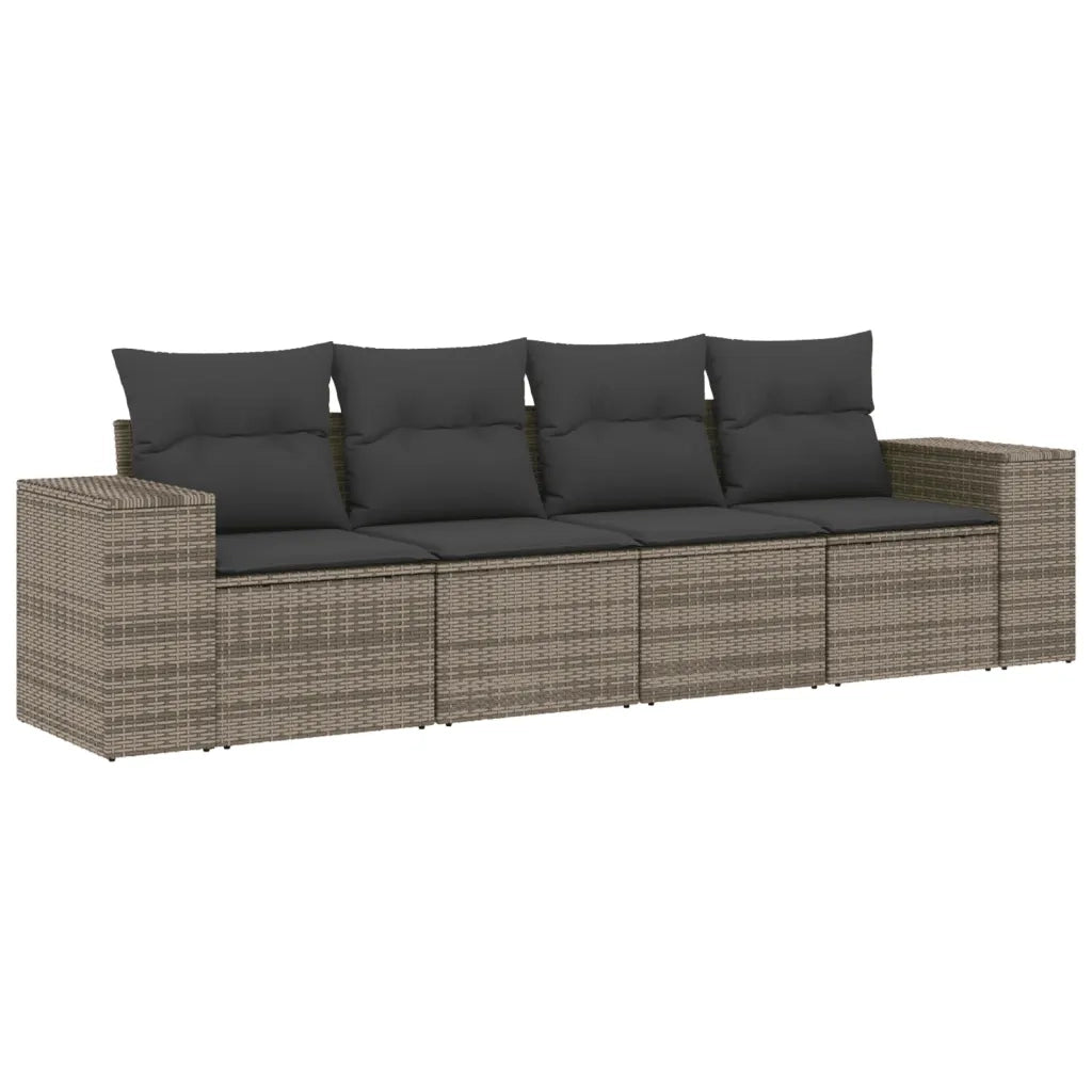 Set Divani da Giardino 4 pz con Cuscini in Polyrattan Grigio 3222279