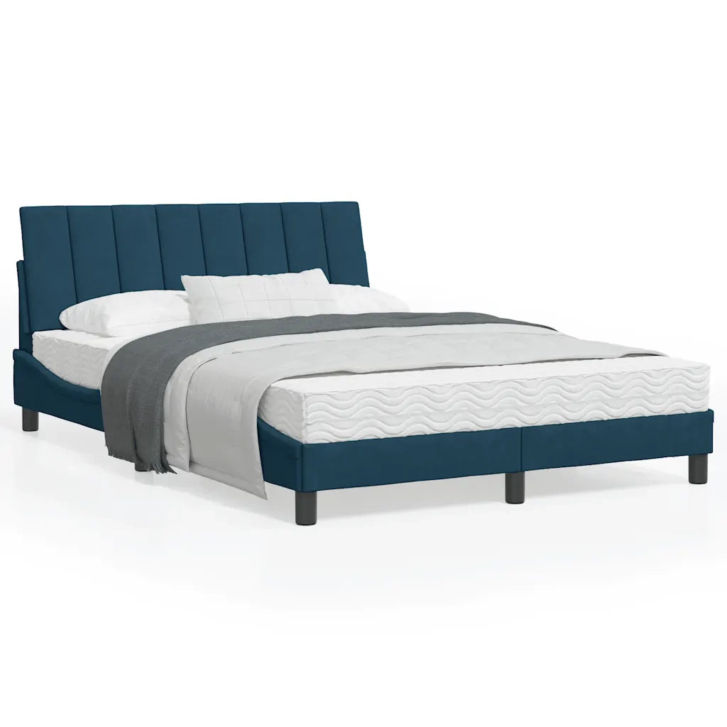 Letto con Materasso Hanko Blu 120x200 cm in Velluto