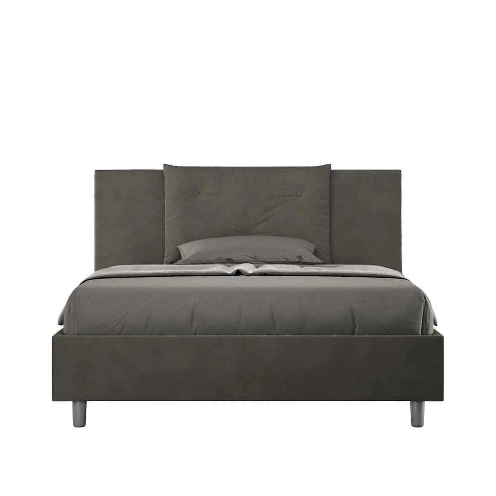 Letto Matrimoniale 160x190 cm con Rete e Contenitore Appia Grigio