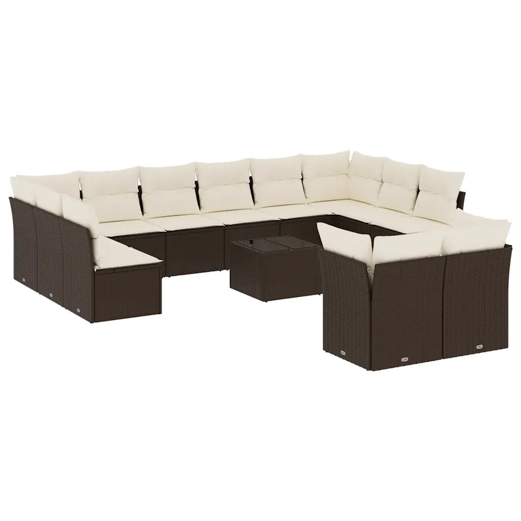 Set Divani da Giardino 13 pz con Cuscini Marrone in Polyrattan 3218443