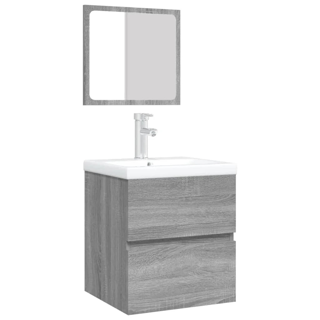 Mobile lavabo con lavabo e specchio grigio Sonoma 02_0006645