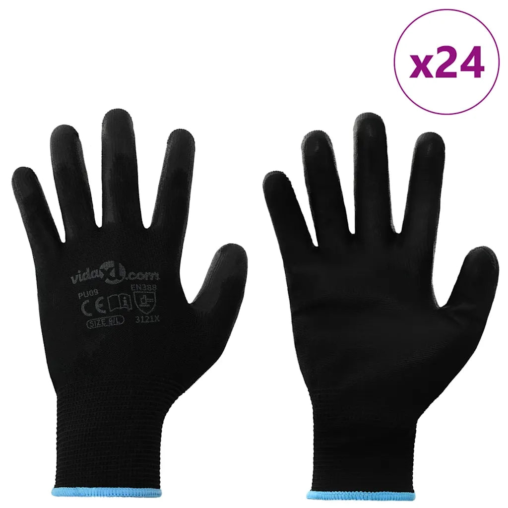 Guanti da Lavoro 24 pz Nero 9 / l Poliestere CFW5175147