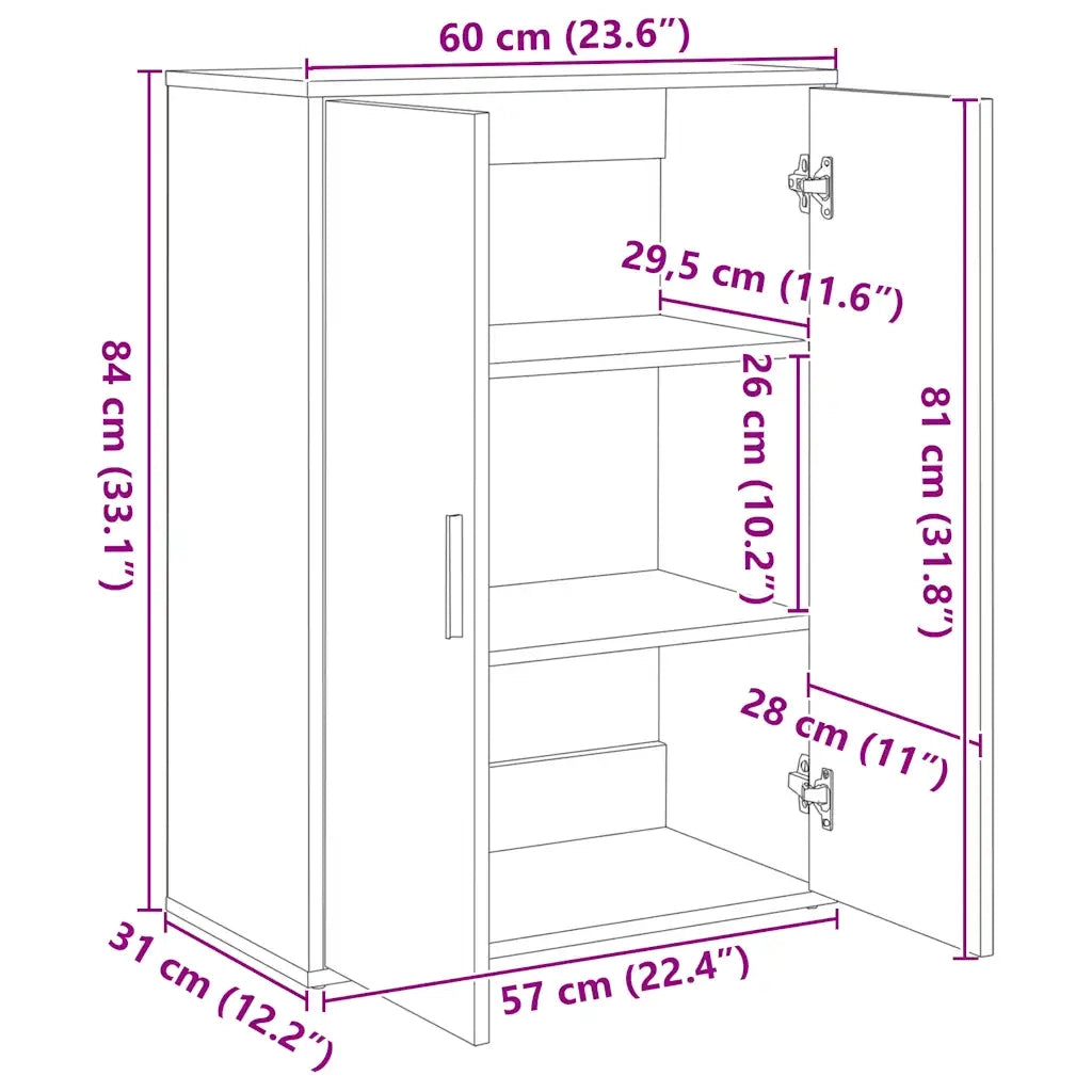Credenza Bianca 60x31x84 cm in Legno Multistrato 840485