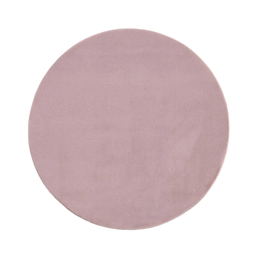 Tappeto Rotondo Viola Chiaro in Finta Pelliccia 160 x 160 cm a Pelo Lungo per Soggiorno con Retro in Poliestere Stile Moderno