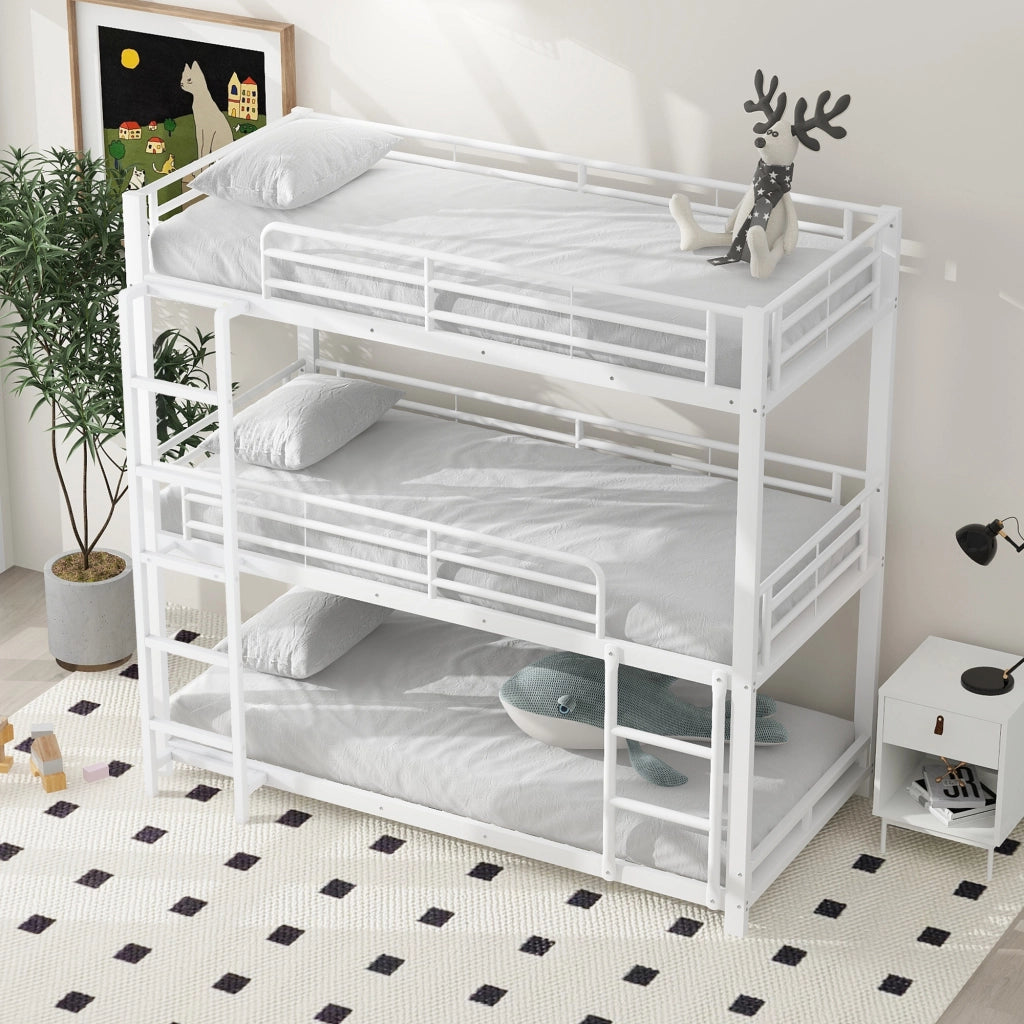 Letto a castello triplo funzione metallo 90x200 cm