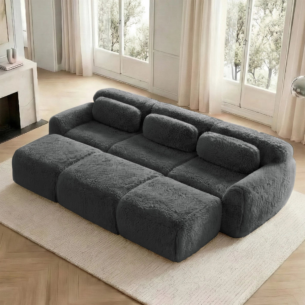 OKWISH Divano Modulare, Design Senza Struttura con Seduta Ampia, Configurazione Flessibile e Base Antiscivolo, Peluche Grigio