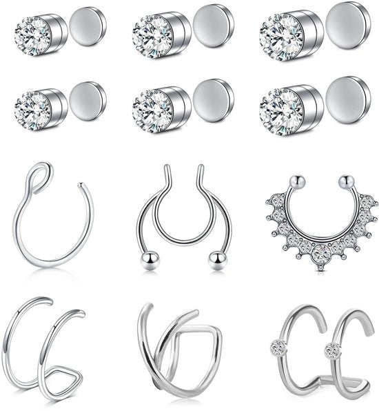 Orecchini Magnetici - Falso Piercing Nasale - Ipersensibilità Ridotta - Inox - Zircone