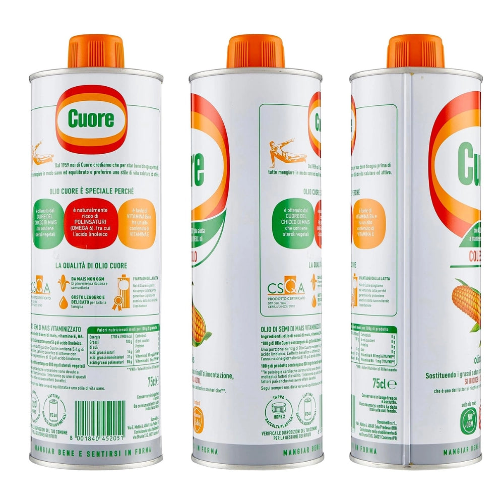 Cuore olio di mais in latta da 1 litro pezzi 3