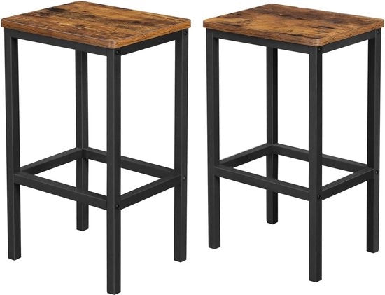 Set di 2 altalate da tavolo stile industriale vintage marrone scuro - eetkamerstoelen per soggiorno cucina LBC65X